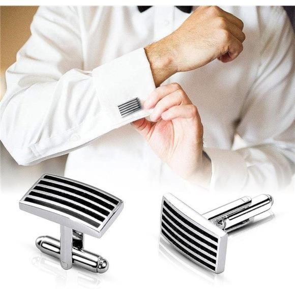 Men's Cufflinks Cuff Links for Men, Stainless Steel Tuxedo Shirt Cuff Links Set - Picture 3 of 6